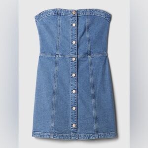 NWT GAP Blue Denim Strapless Button-Down Dress
